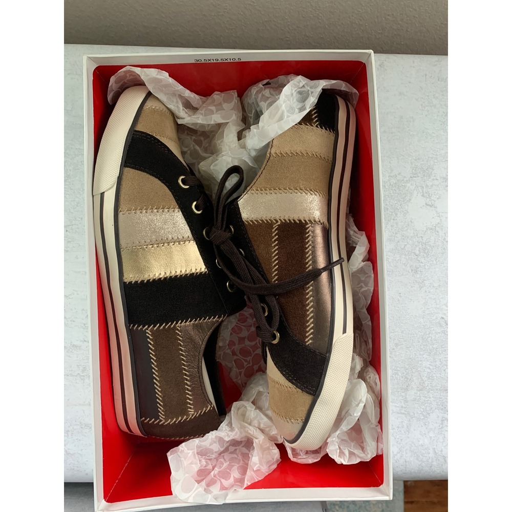 Coach 9.5 Tamra Chelsea Patchwork Sneakers Multi Metallic Suede NWT New
